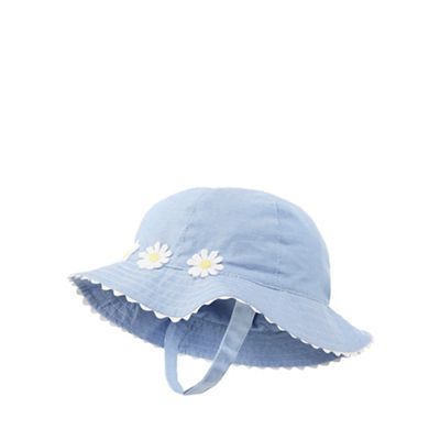 Baby girls' blue daisy applique sun hat